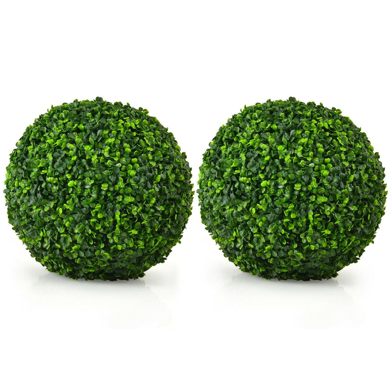 2 Pieces 15.7 Inch Artificial Boxwood Topiary Ball Tree Set - Relaxacare