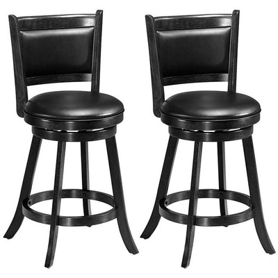 2 Pieces 24 Inch Swivel Counter Stool Dining Chair Upholstered Seat-Black - Relaxacare