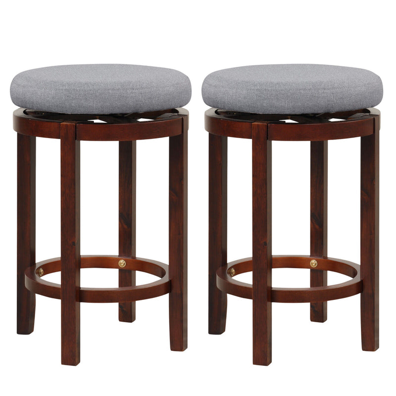 2 Pieces 26 Inch Counter Height Swivel Stool Set with Padded Cushion-Gray - Relaxacare