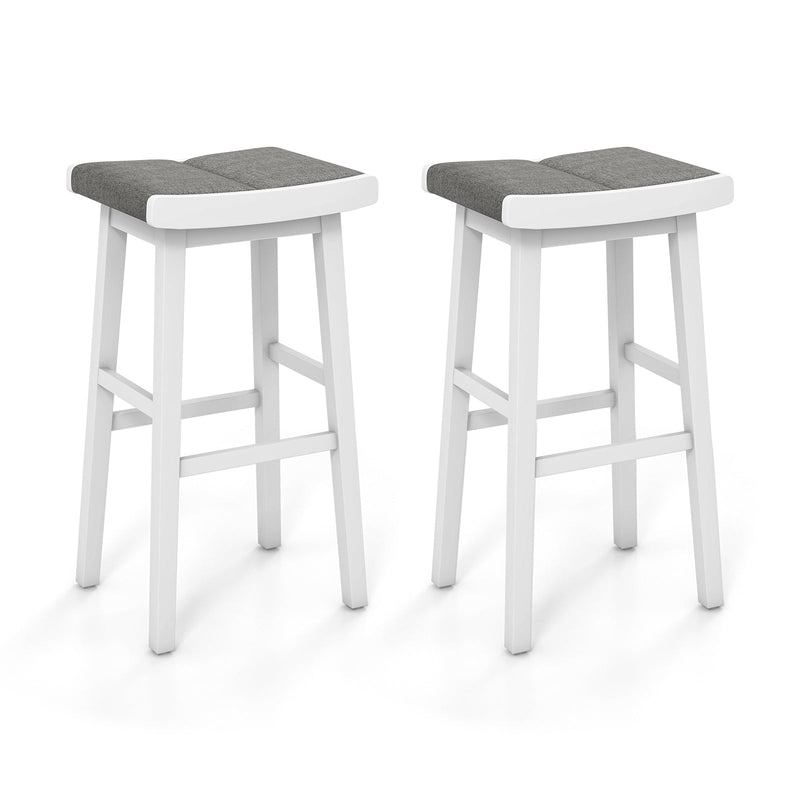 2 Pieces 26/31.5 Inch Upholstered Saddle Barstools with Padded Cushions - Relaxacare
