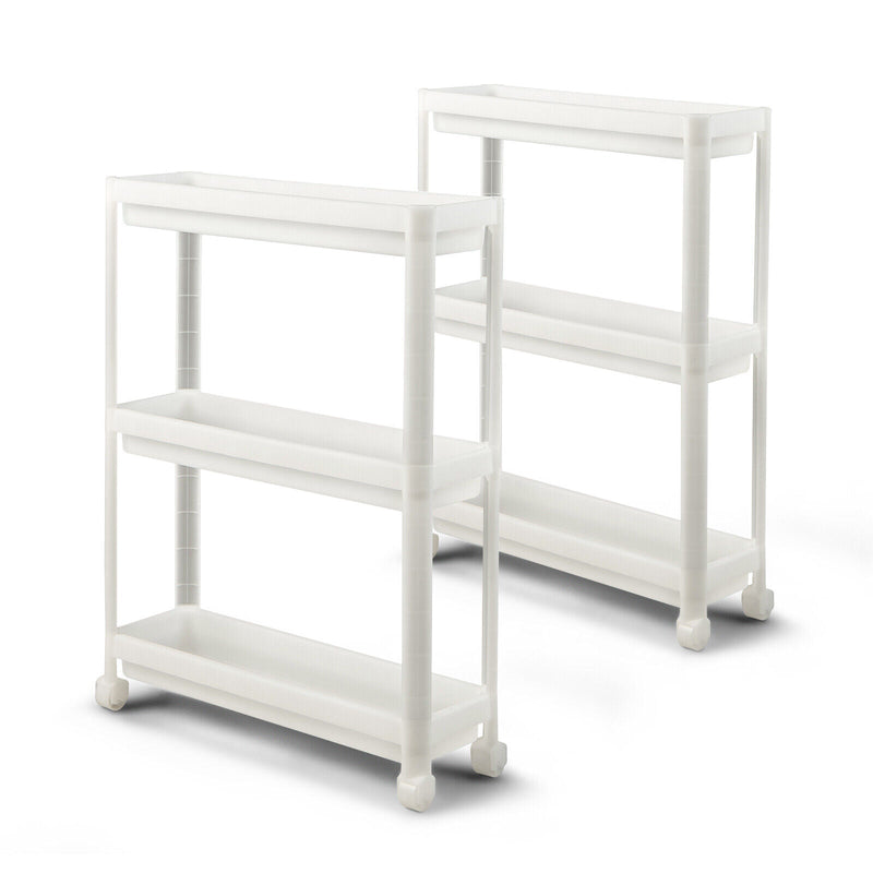2 Pieces 3-Tier Slim Detachable Storage Cart with Drainage Holes and Wheels - Relaxacare