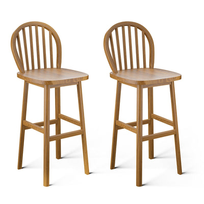2 Pieces 30 Inch Height Wodden Bar Stools with Backrest - Relaxacare