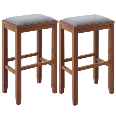 2 Pieces 31 Inch Upholstered Bar Stool Set with Solid Rubber Wood Frame and Footres - Relaxacare