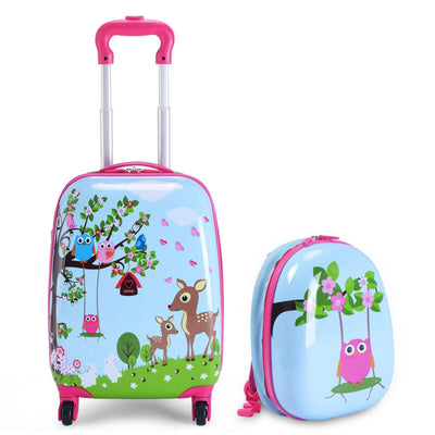 2 Pieces ABS Kids Suitcase Backpack Luggage Set - Relaxacare