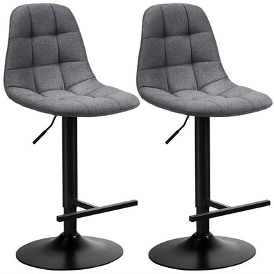 2 Pieces Adjustable Bar Stools Swivel Counter Height Linen Chairs-Gray - Relaxacare