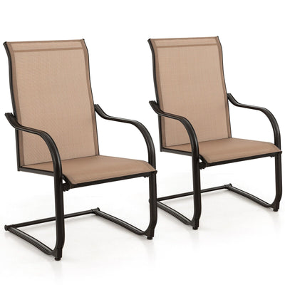 2 Pieces C-Spring Motion Patio Dining Chairs with Breathable Fabric - Relaxacare