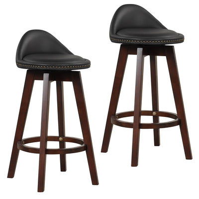 2 Pieces Cushioned Swivel Bar Stool Set with Low Back - Relaxacare
