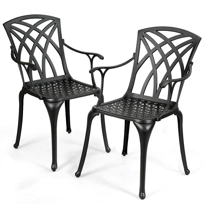 2 Pieces Durable Aluminum Dining Chairs Set with Armrest - Relaxacare