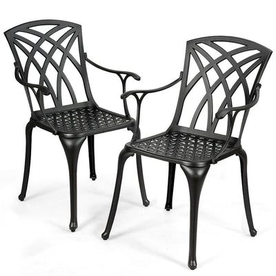 2 Pieces Durable Aluminum Dining Chairs Set with Armrests - Relaxacare