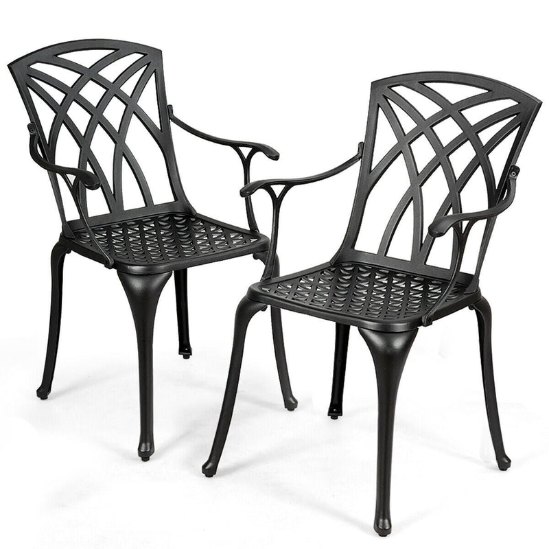 2 Pieces Durable Aluminum Dining Chairs Set with Armrests - Relaxacare