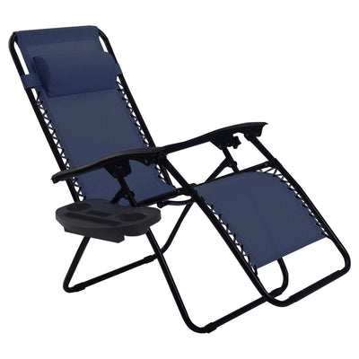 2 Pieces Folding Lounge Chair with Zero Gravity-Navy - Relaxacare