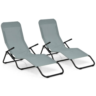 2 Pieces Folding Portable Patio Chaise Lounger with Rocking Design - Relaxacare