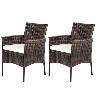 2 Pieces Outdoor PE Rattan Armchairs with Removable Cushions - Relaxacare
