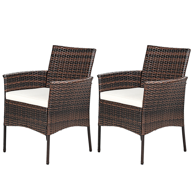 2 Pieces Outdoor PE Rattan Armchairs with Removable Cushions - Relaxacare