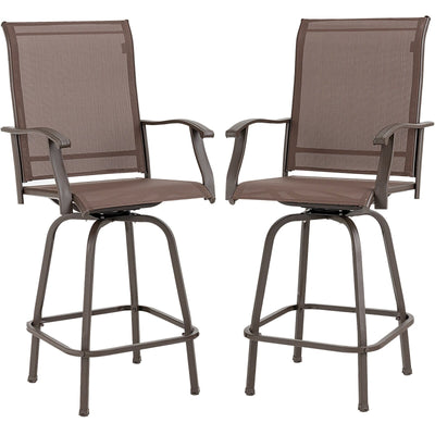 2 Pieces Patio 360 Rotation Swivel Bar Stool Set-Brown - Relaxacare