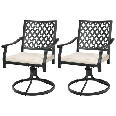 2 Pieces Patio 360° Swivel Dining Chairs with Rocker and Cushioned Armrest - Relaxacare