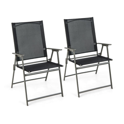 2 Pieces Patio Folding Chairs with Armrests for Deck Garden Yard - Relaxacare