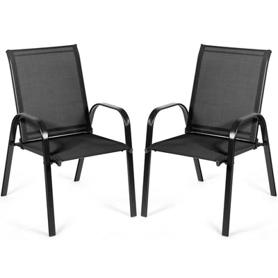 2 Pieces Patio Outdoor Dining Chair with Armrest - Relaxacare
