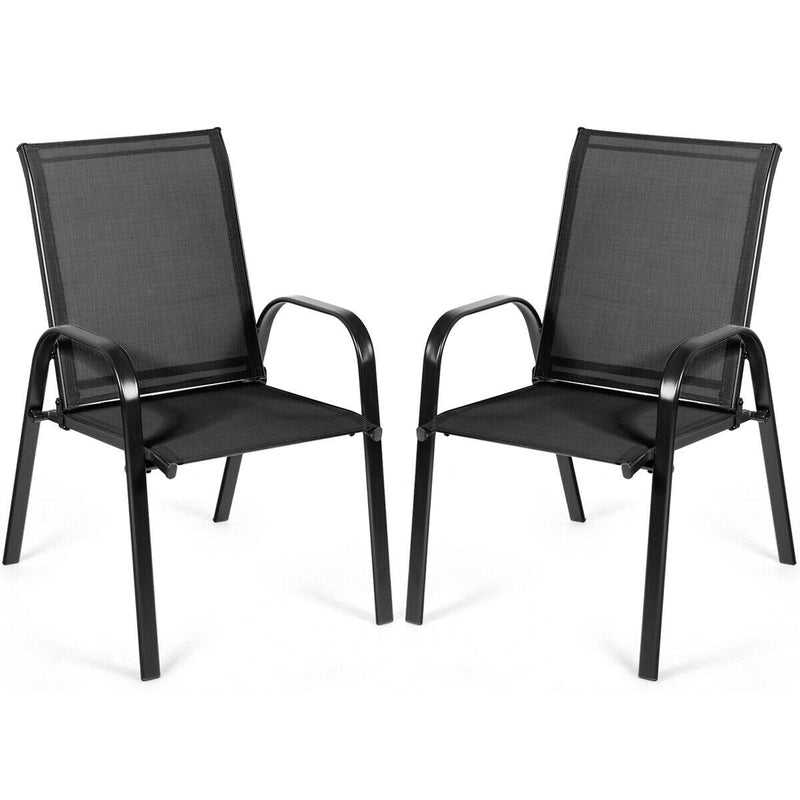 2 Pieces Patio Outdoor Dining Chair with Armrest - Relaxacare
