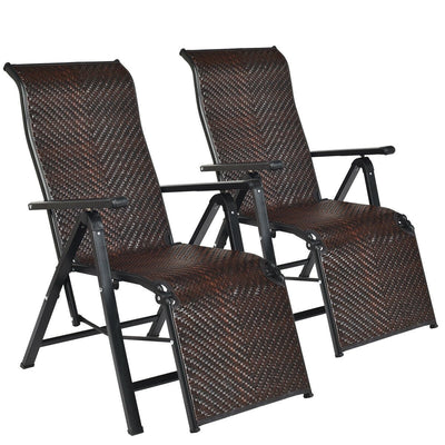 2 Pieces Patio Rattan Folding Lounge Chair - Relaxacare