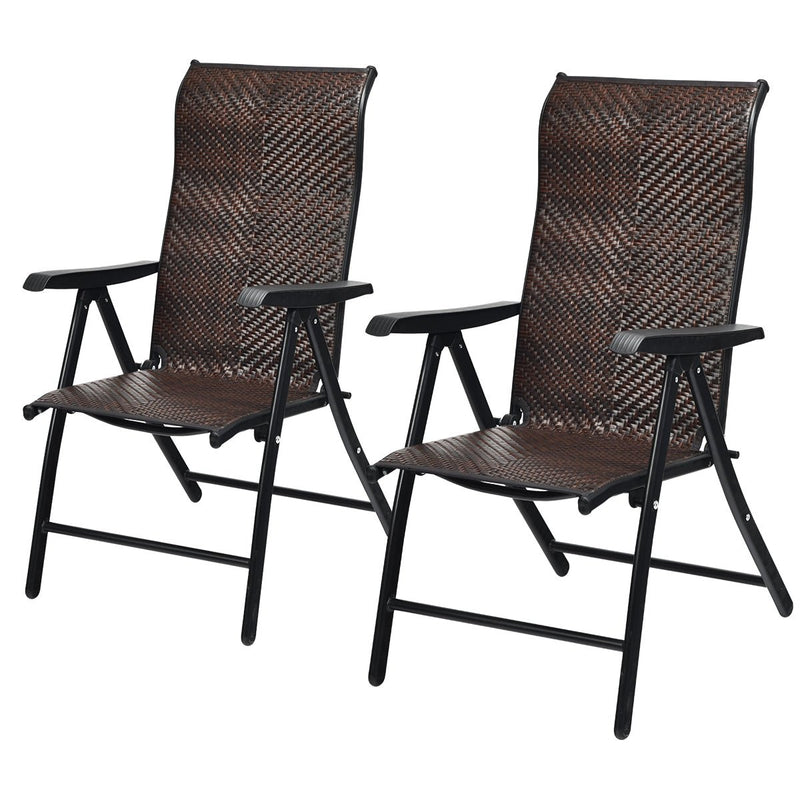 2 Pieces Patio Rattan Folding Reclining Chair - Relaxacare