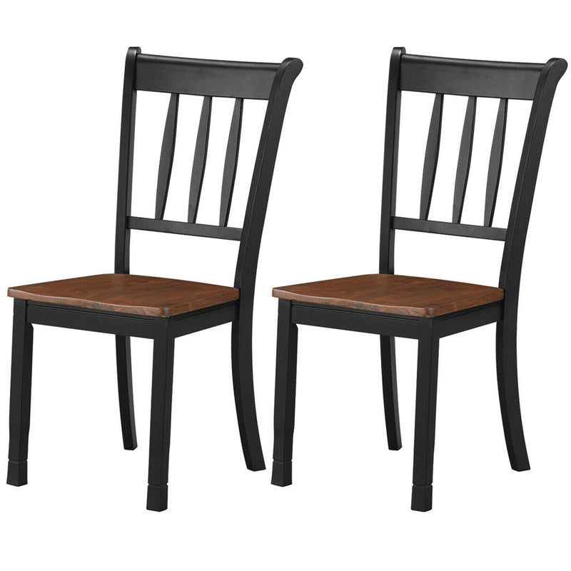2 Pieces Solid Whitesburg Spindle Back Wood Dining Chairs-Black - Relaxacare
