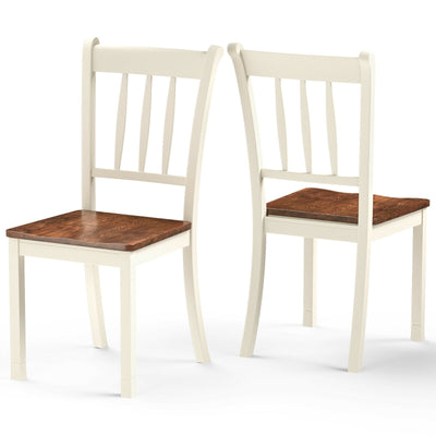 2 Pieces Solid Whitesburg Spindle Back Wood Dining Chairs-White - Relaxacare
