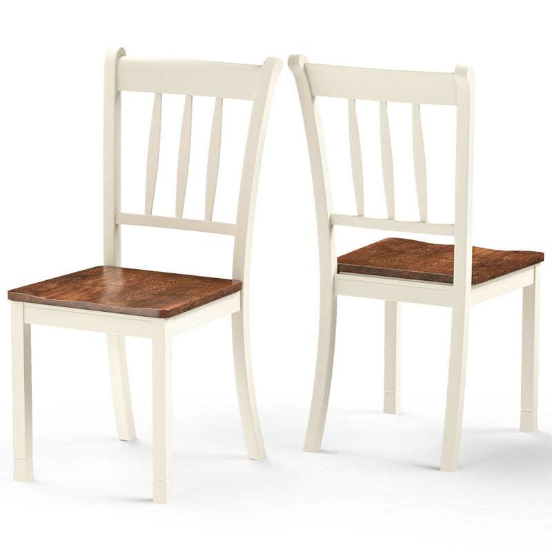 2 Pieces Solid Whitesburg Spindle Back Wood Dining Chairs-White - Relaxacare
