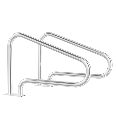2 Pieces Stainless Steel Hand Rail Set with Quick Mount Base for Swimming Pool in Summer - Relaxacare