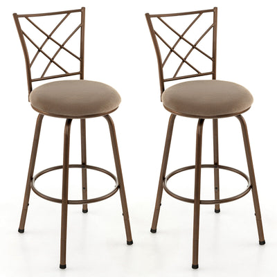 2 Pieces Swivel Plush Fabrice Cushioned Bar Stool Set - Relaxacare