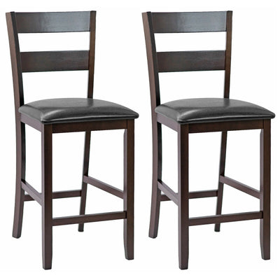 2-Pieces Upholstered Bar Stools Counter Height Chairs with PU Leather Cover - Relaxacare