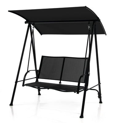 2-Seat Outdoor Canopy Swing with Comfortable Fabric Seat and Heavy-duty Metal Frame - Relaxacare