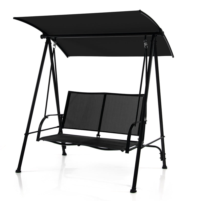 2-Seat Outdoor Canopy Swing with Comfortable Fabric Seat and Heavy-duty Metal Frame - Relaxacare