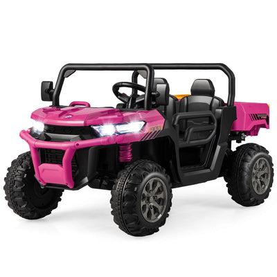 2-Seater Kids Ride On Dump Truck with Dump Bed and Shovel-Pink - Relaxacare