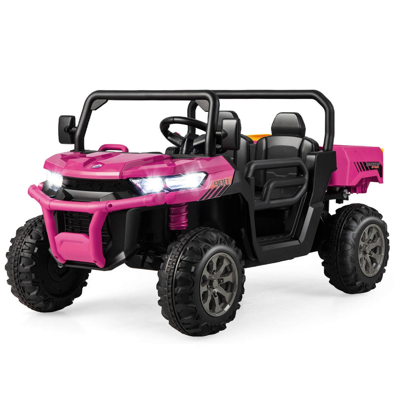 2-Seater Kids Ride On Dump Truck with Dump Bed and Shovel-Pink - Relaxacare