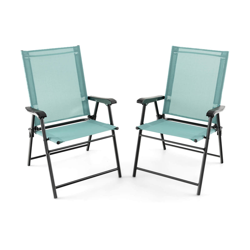 2 Set of Patio Dining Chair with Armrests and Metal Frame-Light Green - Relaxacare