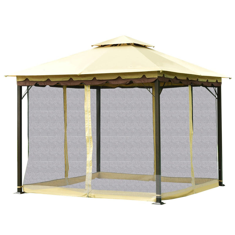 2-Tier 10 x 10 Feet Patio Shelter Awning Steel Gazebo Canopy - Relaxacare