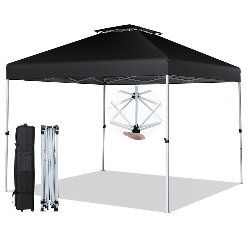 2-Tier 10 x 10 Feet Pop-up Canopy Tent with Wheeled Carry Bag - Relaxacare