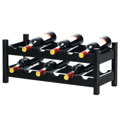 2-Tier 12 Bottles Bamboo Storage Shelf Wine Rack - Relaxacare