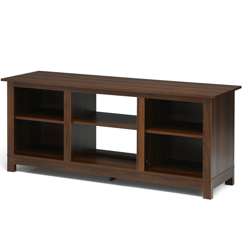 2-Tier 58 Inches TV Stand Entertainment Media Console Center-Walnut - Relaxacare