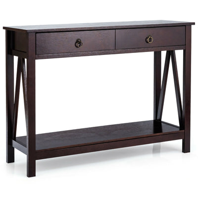 2-Tier Accent Table with Storage Shelf for Hallway Living room - Relaxacare
