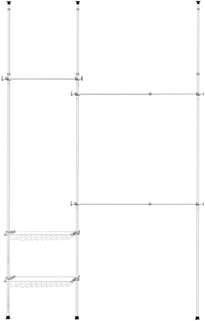 2 Tier Adjustable & Telescopic Clothes Hangers with Baskets - Relaxacare