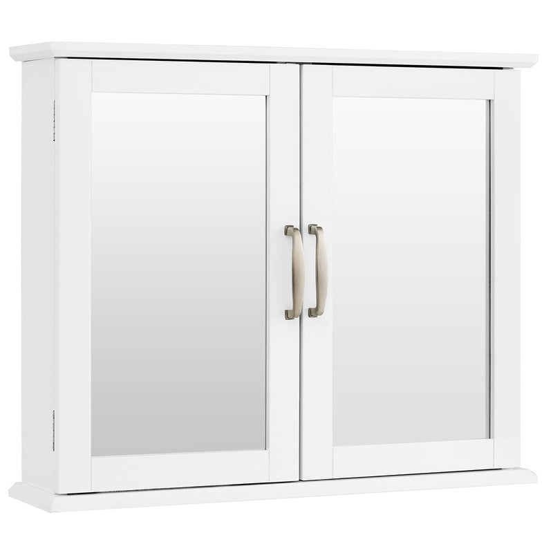 2-Tier Bathroom Wall-Mounted Mirror Storage Cabinet with Handles - Relaxacare