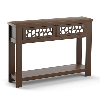 2-Tier Console Table with Drawers and Open Storage Shelf - Relaxacare