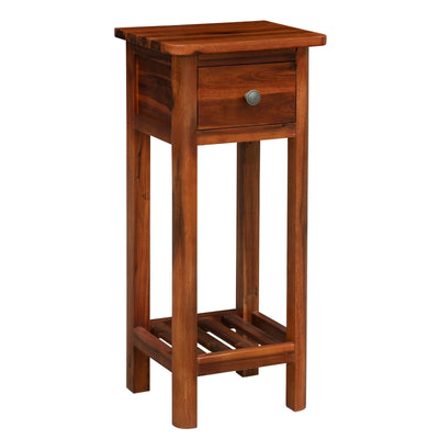 2 Tier End Bedside Table with Drawer Shelf-Brown - Relaxacare