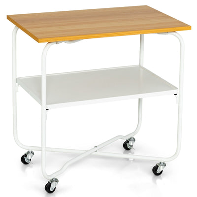2-Tier End Table with Metal Storage Shelf and Foldable Frame - Relaxacare