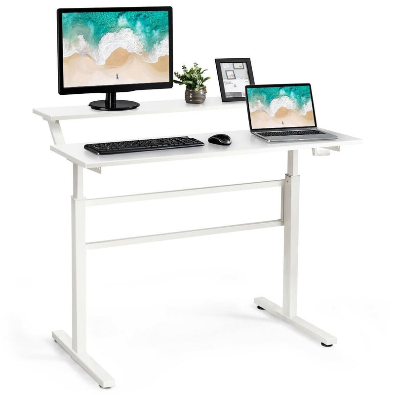 2-Tier Height Adjustable Sit to Standing Desk with Monitor Stand - Relaxacare