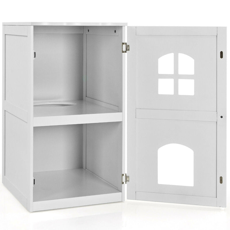 2-Tier Hidden Cat House Enclosure Nightstand-White - Relaxacare