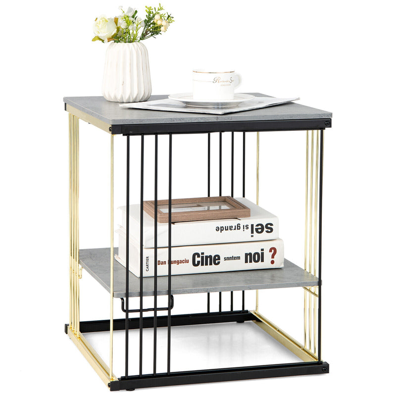2-Tier Metal Square Side End Table with Removable Shelf - Relaxacare