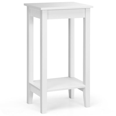 2-Tier Nightstand End Side Wooden Legs Table for Bedroom - Relaxacare